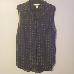 Navy patterned blouse